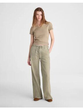NWT Madewell Ultimate Wide-Leg Pants Sage Green Size 25 Short High Rise